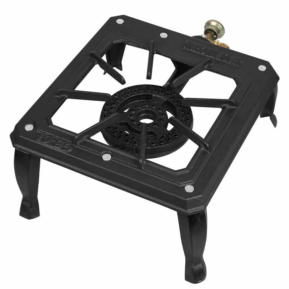 Single Burner Camping Stove Cast Iron Propane Gas LPG Outdoor Camping BBQ Cooker with Regulator Hose