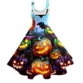 thumbnail image 4 of XVJRHAK Halloween Dress Women's Halloween Costumes 2024 Sling Bloody Dresses V Neck Spaghetti Strap Flowy Dresses A Line Swing Party Dress (Blue,L), 4 of 4