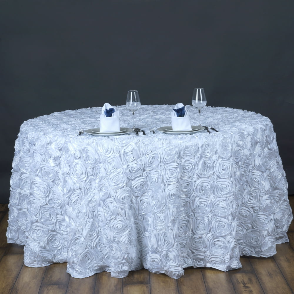 BalsaCircle 120" Round Raised Roses Satin Tablecloth for Party Wedding