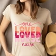 thumbnail image 4 of One Loved Nurse T-Shirt for Women, Retro Gradient Graphic Tee, Dark Heather, Size L, 4 of 6