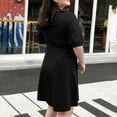 thumbnail image 4 of Plus Size V Neck Mini Dress for Women Short Sleeve Casual Summer A-Line Tunic Dress with Pockets Flowy Sundress, 4 of 7