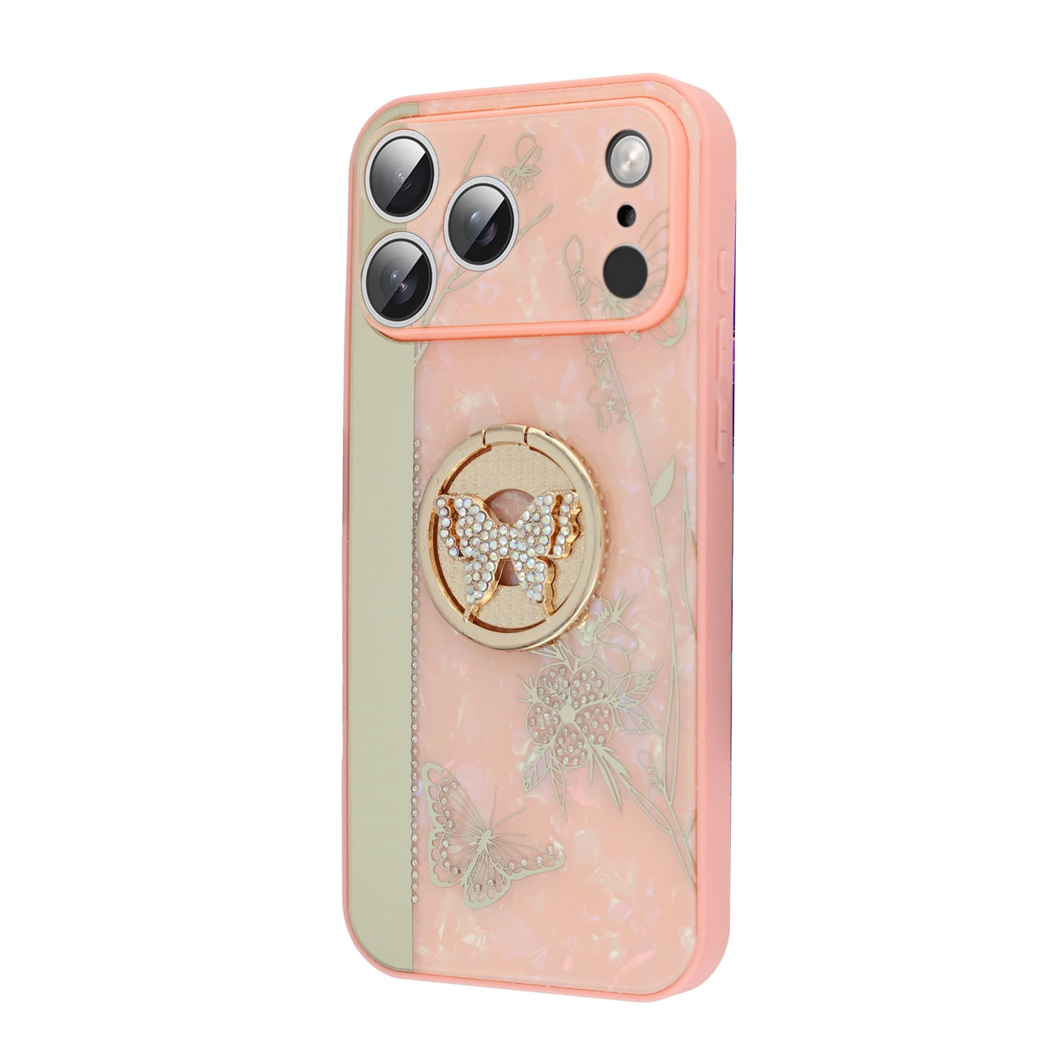 Elegant Butterfly Bling Case for iPhone 17 Pro Max - Pink