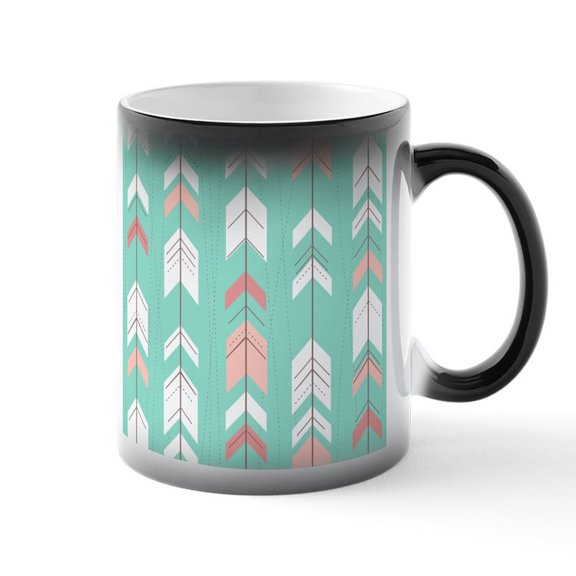CafePress - Pink Mint Arrows Pattern - 11 oz Color Changing Magic Mug
