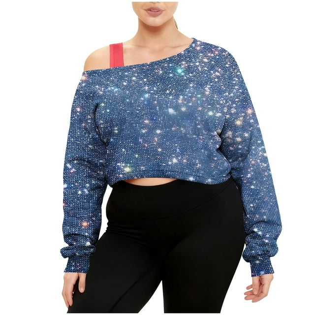 KIHOUT Subtle Star-Print Off-Shoulder Hoodie - Low-Key Sparkle for Family Gatherings & Weekend Coffee Runs; Soft Fabric Fits Daily Comfort (S-XXL)