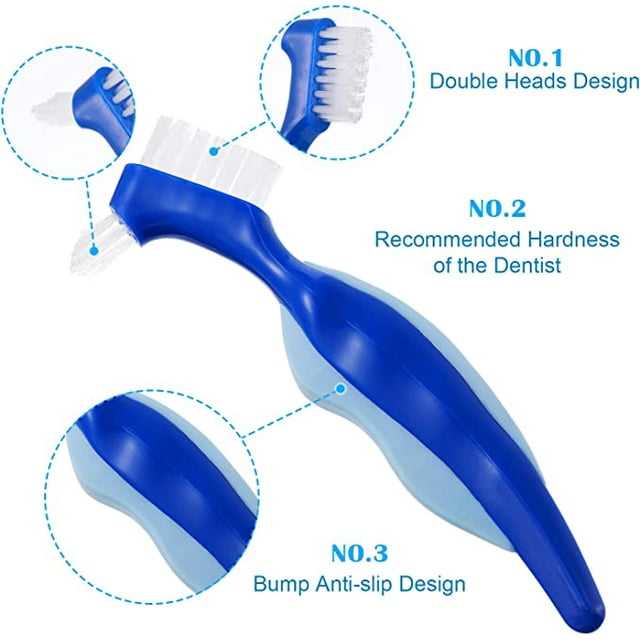 Brosse pour Dentiers Dure de Qualité Supérieure, Brosse à Dents Résistante à l'Usure, Maison et Voyage, Plastique, Poils Multicouches, Réutilisable, Portable, Brosses à Dents Double Face