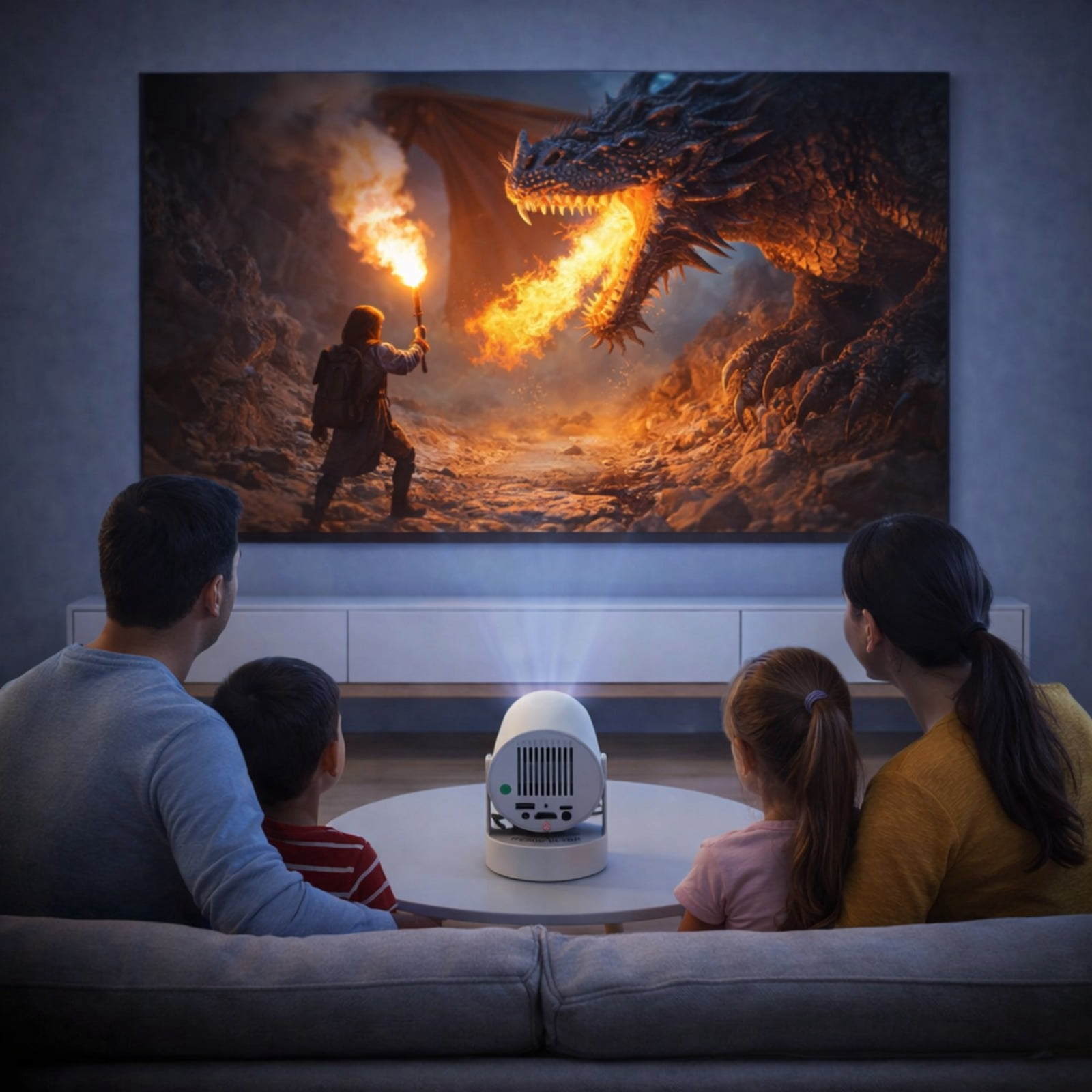 THRIVE STUDIO HY300 Mini Projector, Portable Smart Projector with WiFi 6 Bluetooth 5.4, 1080P Support 4K, Android 11, Auto Keystone, 210 Rotatable Home Theater Projector for Outdoor Movies