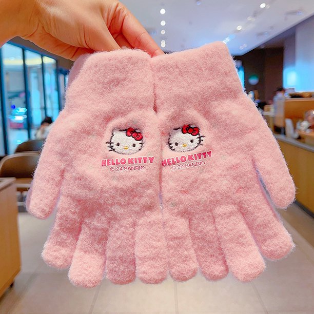 Guantes auténticos para niños cuhk Sanrio otoño e invierno 8-15 años conjunto de cinco dedos kulomi dedos gruesos y cálidos para mujeres