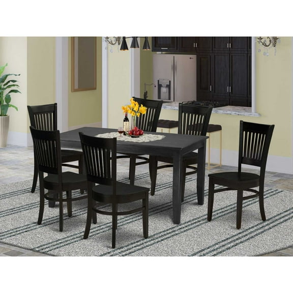 East West Furniture Dudley 7-piece Traditional Wood Dining Set in Black