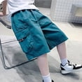 thumbnail image 4 of Boys Lightweight Solid Cargo Knee Length Shorts, Elastic Waist Multi Pocket Loose Fit Kids Utility Shorts for Summer School Outdoor Daily Home Casual Wear(Green,5-6 Years), 4 of 5