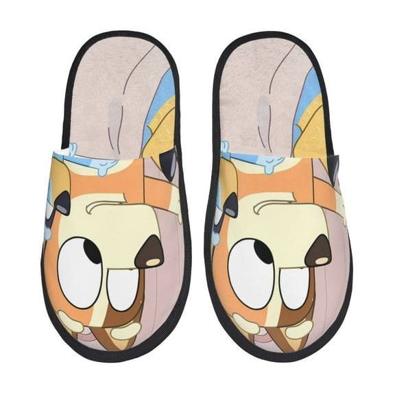 Johaoi Bluey for Indoor Slippers for Women Men,Soft Plush Warm Slip-on Slippers Fuzzy Plush Lining House Shoes-Medium