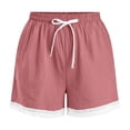 thumbnail image 6 of YHAJDS Ladies Shorts Solid Washed Crinkle Lace Trim Elastic Waist Pockets Beach Casual Wear, 6 of 9