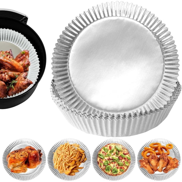 Zhuge 50 piezas de revestimientos de papel de aluminio para freidoras de aire, revestimiento de papel desechable antiadherente para freidoras de aire para hornear, freír,asar en microondas