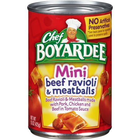 Chef Boyardee Mini Beef Ravioli & Meatballs 15 oz. Can - Walmart.com