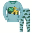 thumbnail image 2 of WIBACKER Kids & Toddler Boys Long Sleeve Top and Pants Sleepwear Cotton 2 Piece Pajama Set,Garbage Truck, 2 of 11