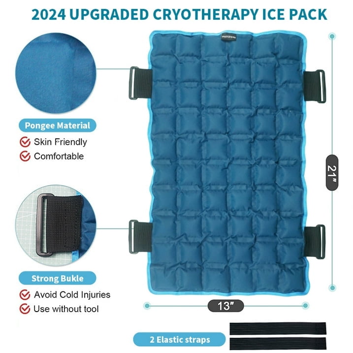 Large Ice Pack 13x22 inch for Hot & Cold Compress Therapy, Reusable Self-Absorbing Water Back Pad for Pain Relief, Ideal for Back, Knee, Leg, Neck, Shoulder, Hip(2 Pack)