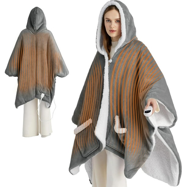 Manta térmica portátil, chal, cama, gris eléctrico, 127 x 162 cm