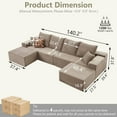 thumbnail image 4 of 140" U-Shaped Modular Sectional Sofa with 2 Ottomans, Plush Corduroy Cloud Couch, Deep Seat 4-Seater, No Assembly Required(Camel,2 Ottomans), 4 of 5