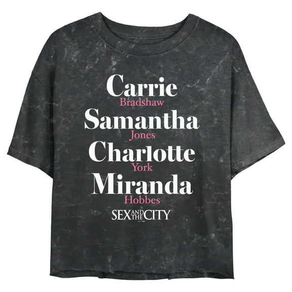 Junior's Sex and the City City Girls Name Stack Crop Graphic Tee Black X Large