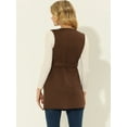 thumbnail image 4 of DARING DIVA Women's Suede Lapel Collar Tie Waist Blazer Jackets XS Brown, 4 of 6