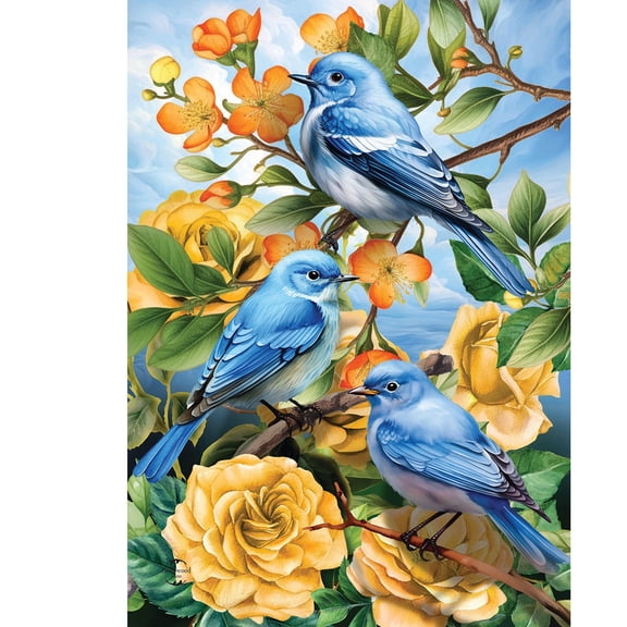 Briarwood Lane Spring Garden Flag 12x18 For Outdoor Bluebirds and Roses For Spring Garden Flag Flags For Outside