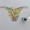 thumbnail image 2 of khonts,Men's Mesh Soft Breathable Low Waist Thong Rainbow Drawstring Sexy Briefs Green M, 2 of 3