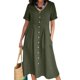 thumbnail image 1 of Female Dress with Pocket Cotton Linen Seaside Vacation V Neck Short Sleeve Skirt Comfortable Dress for Taking Photo White 5XL, 1 of 4