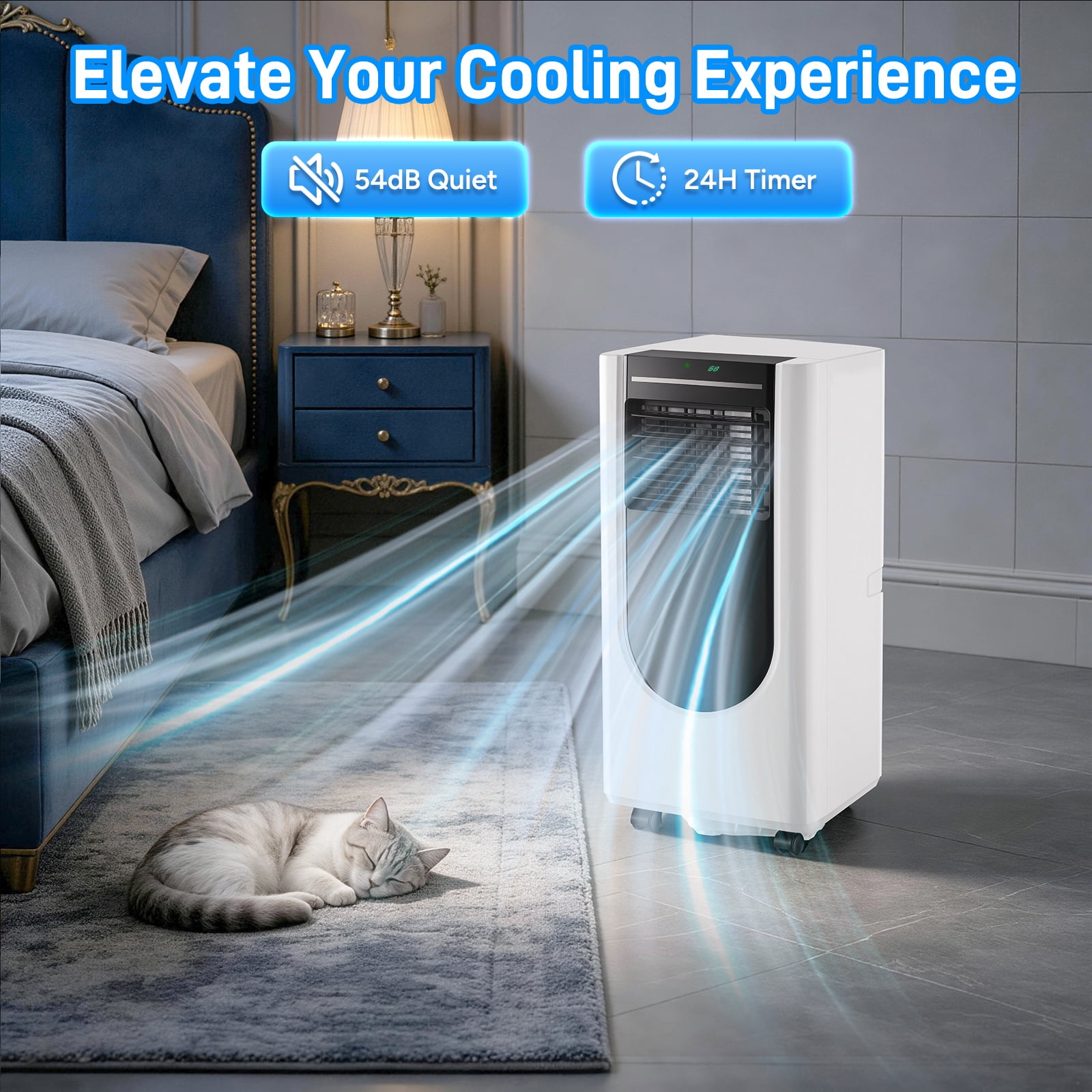 Tacool 4400 BTU SACC (8000 ASHRAE) 115V Portable Air Conditioner with Window Kits, Covers up to 250Sq. Ft., Ac Units with Dehumidifier and Fan