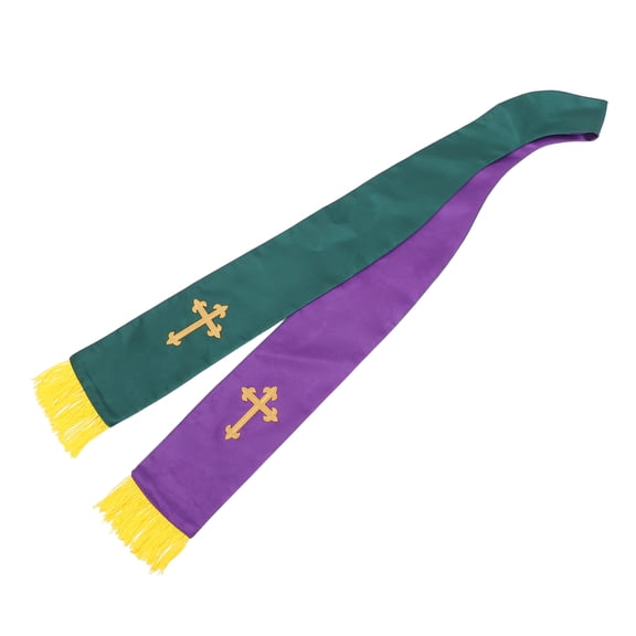 LOLIPPYY Reversible Pastor Stole with Embroidered Cross and Decorative Tassels, Church Clergy Vestment for Weddings and Ceremonies