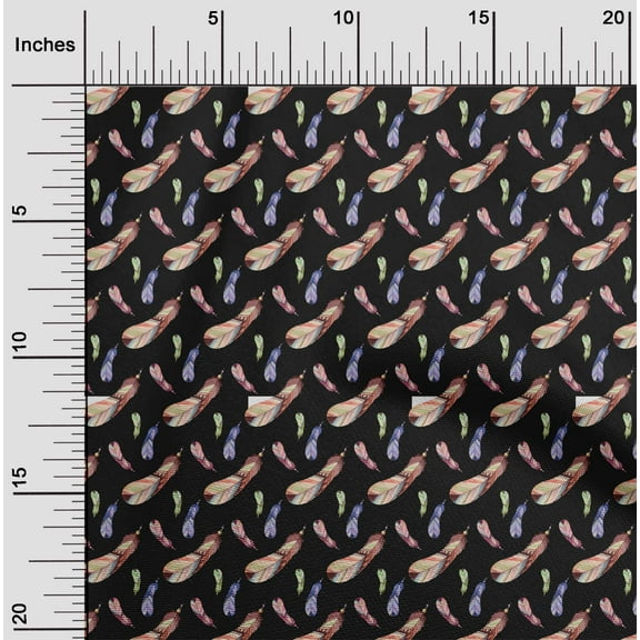 oneOone Polyester Lycra Black Fabric Feather Feather Quilting Supplies Print Sewing Fabric By The Yard 56 -Inch Wide