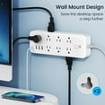 thumbnail image 2 of Power Strip Surge Protector, Meromore Flat Plug Extension Cord 10FT with 13 Outlets 4 USB Charger, 1875J Protection Multiple Outlets Charging Station for Home, Office, College Dorm Room White, 2 of 7