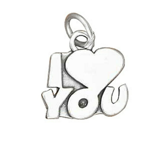 Sterling Silver 16" 1mm Box Chain "I Love You" Pendant Necklace