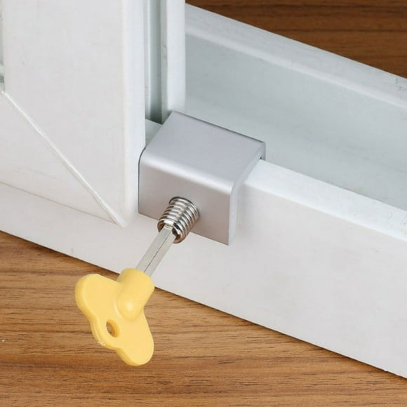 LEFU for Aluminum Alloy Door Screen Casement Lock Restrictor for Home Children Security - Adjustable Window Safety Lock with Wrench, Silver