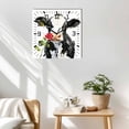 thumbnail image 3 of Black White Cow Wooden Wall Clock Silent Non Ticking, Spring Farmhouse Animals Printed Red Floral Square Wall Clocks Battery Operated, Decor Clock for Home Office, Living Room, Kitchen, 12 Inch, 3 of 9