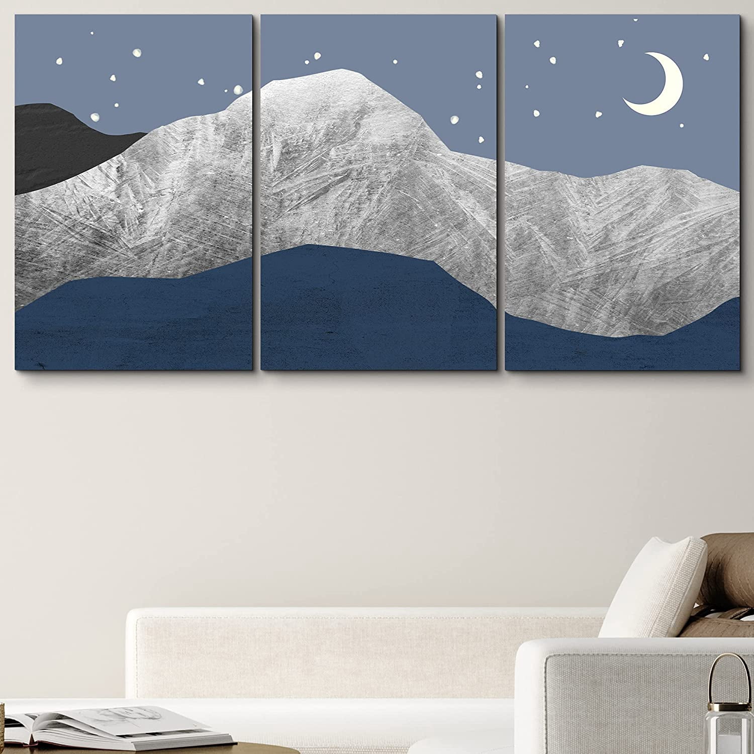 PixonSign Canvas Print Wall Art Mountain Range with Gray Graphite ...