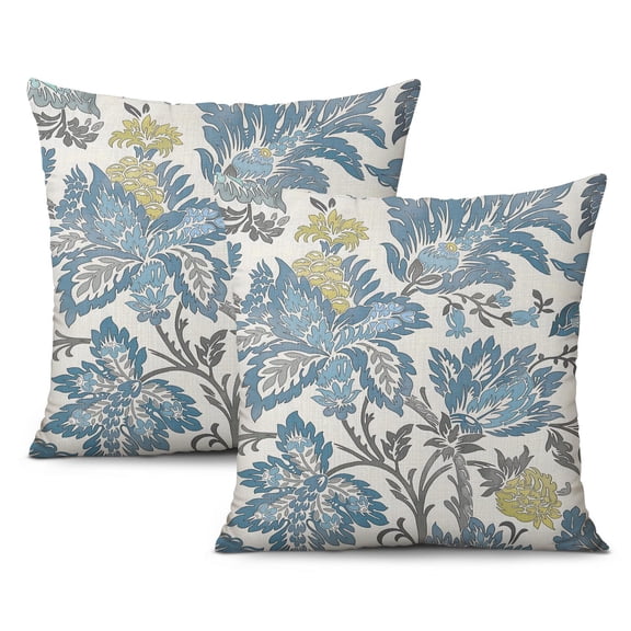 Charming and Inviting Blue Linen Throw Pillow Covers Set of 2 - 16x16 inch Modern Boho and Farmhouse Outdoor Decorative Covers Perfect for Couch, Sofa, Living Room Decor