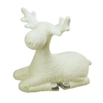 14" Decorative Creamy White Sitting Christmas Moose Table Top Figure