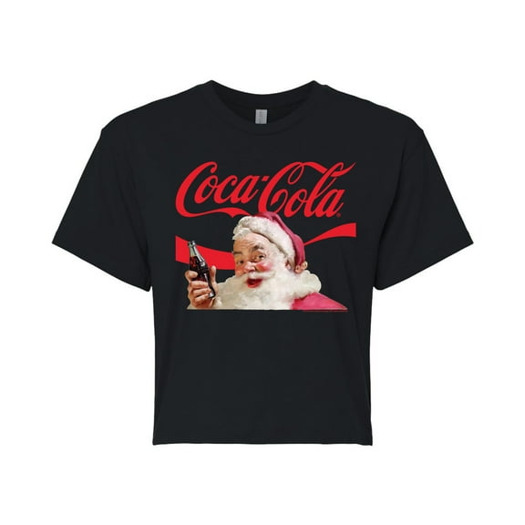 Coca-Cola - Santa Closeup - Juniors Cropped Short Sleeve Graphic T-Shirt