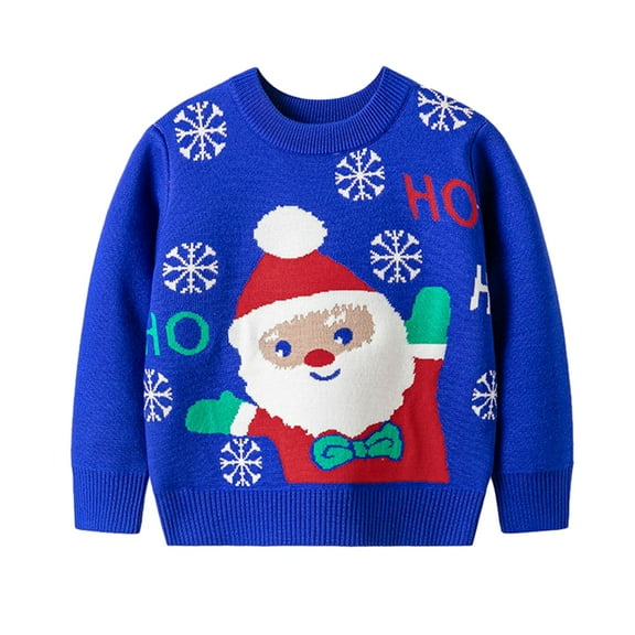 URMAGIC Toddler Boys Girls Knit Sweater Kids Christmas Pullover Santa Print Sweatshirt Winter Warm Coat