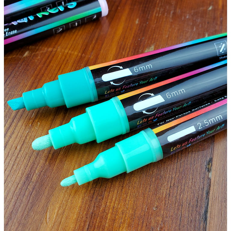ArtShip Design 16 UV Fluorescent Neon Chalk Markers - Double Pack of Both Fine & Reversible Medium Tip Liquid Chalk Pens Wet Erasable Menu Boar