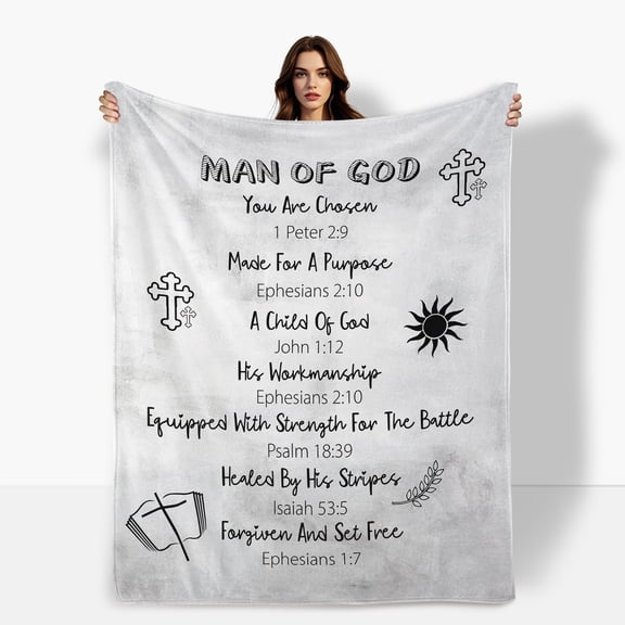 Cross Design Flannel Blanket For Friends And Couples Religious Holiday Gift In Gray Soft Warm Comfortable Fleece Blanket Suitable For Sofa Bed Travel Camping Shipped From The USA