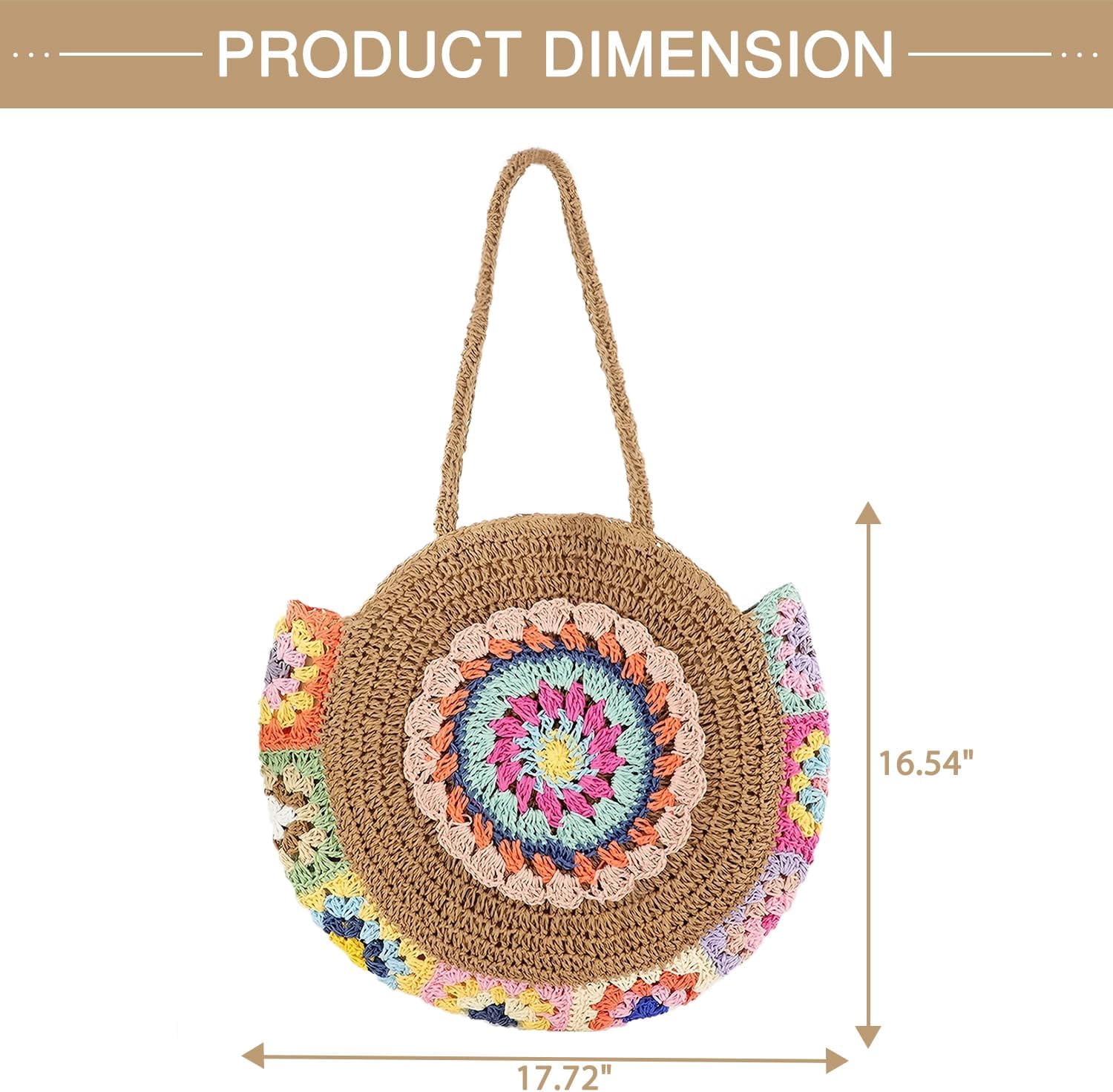 Straw Bags for Women Large Beach Tote Bag Floral Crochet Woven Shoulder Purse Summer Handbag