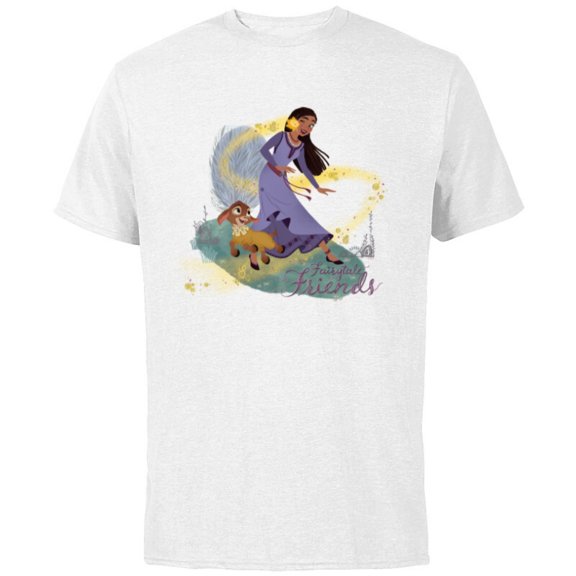 Disney Wish Asha Valentino and Star Fairytale Friends - Short Sleeve Cotton T-Shirt for Adults - Customized-White