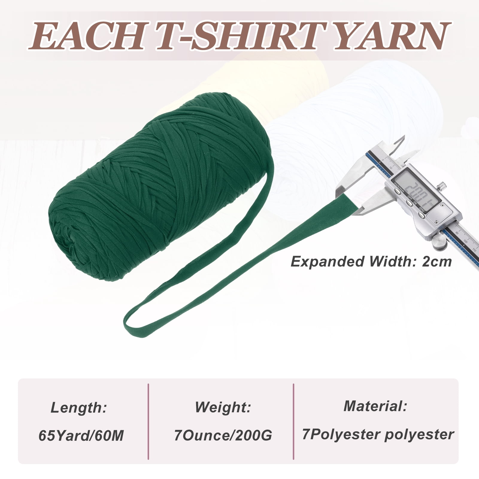 Uxcell T-Shirt Yarn for Crocheting with Hook 2 Pack 130 Yards Yarn Deep Green