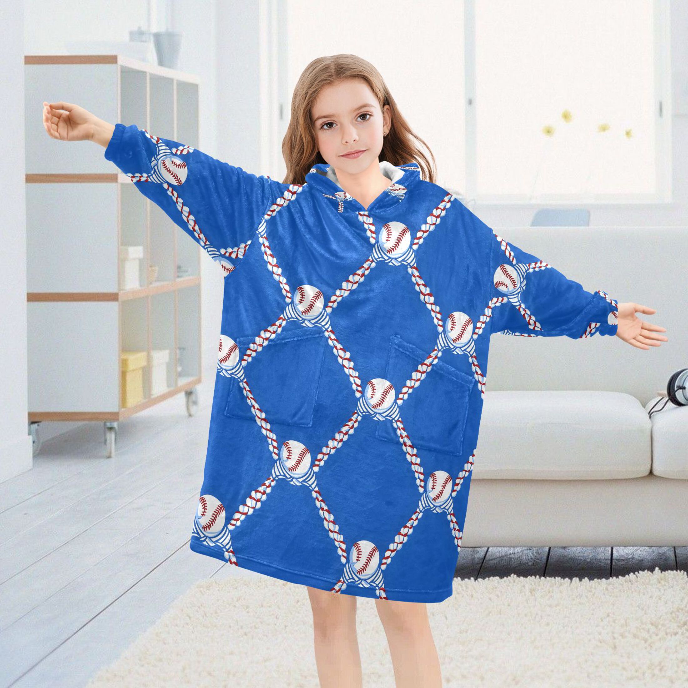 joogoo Blanket Hoodie for Baseball Oversize Sweatshirt 3-14 YR L