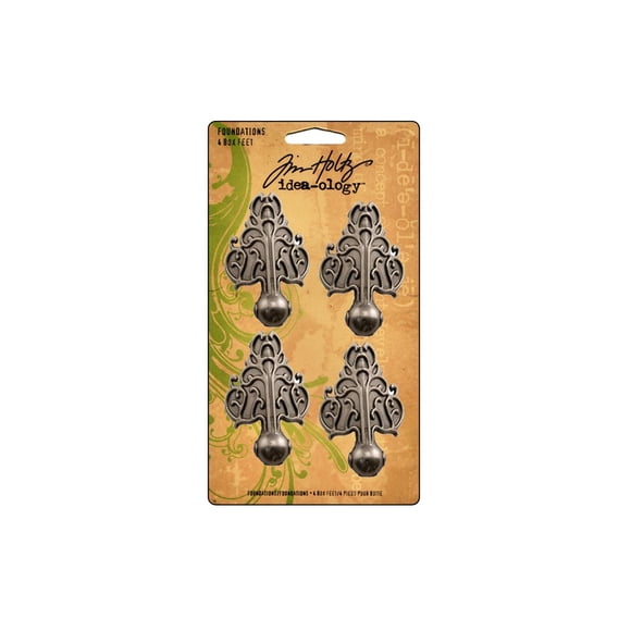 Idea-Ology Pieds de Boîte de Fondation en Métal 1.5"X2" 4/pkg-Nickel Antique