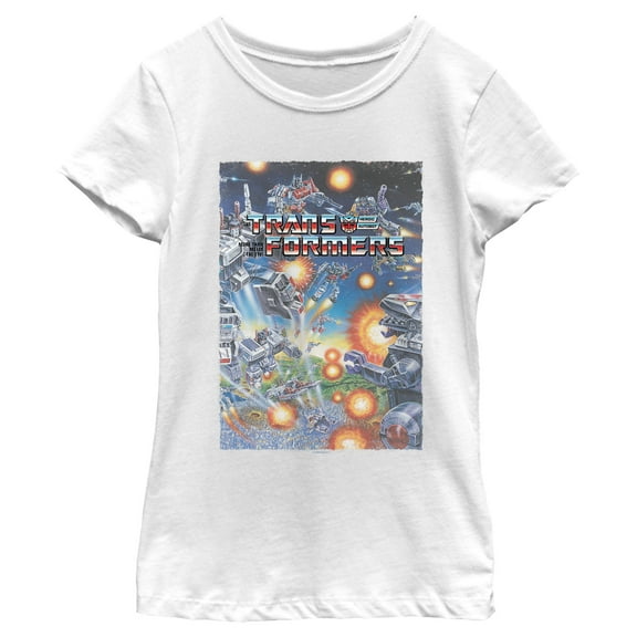 Girl's Transformers City Battle Poster Graphic T-Shirt