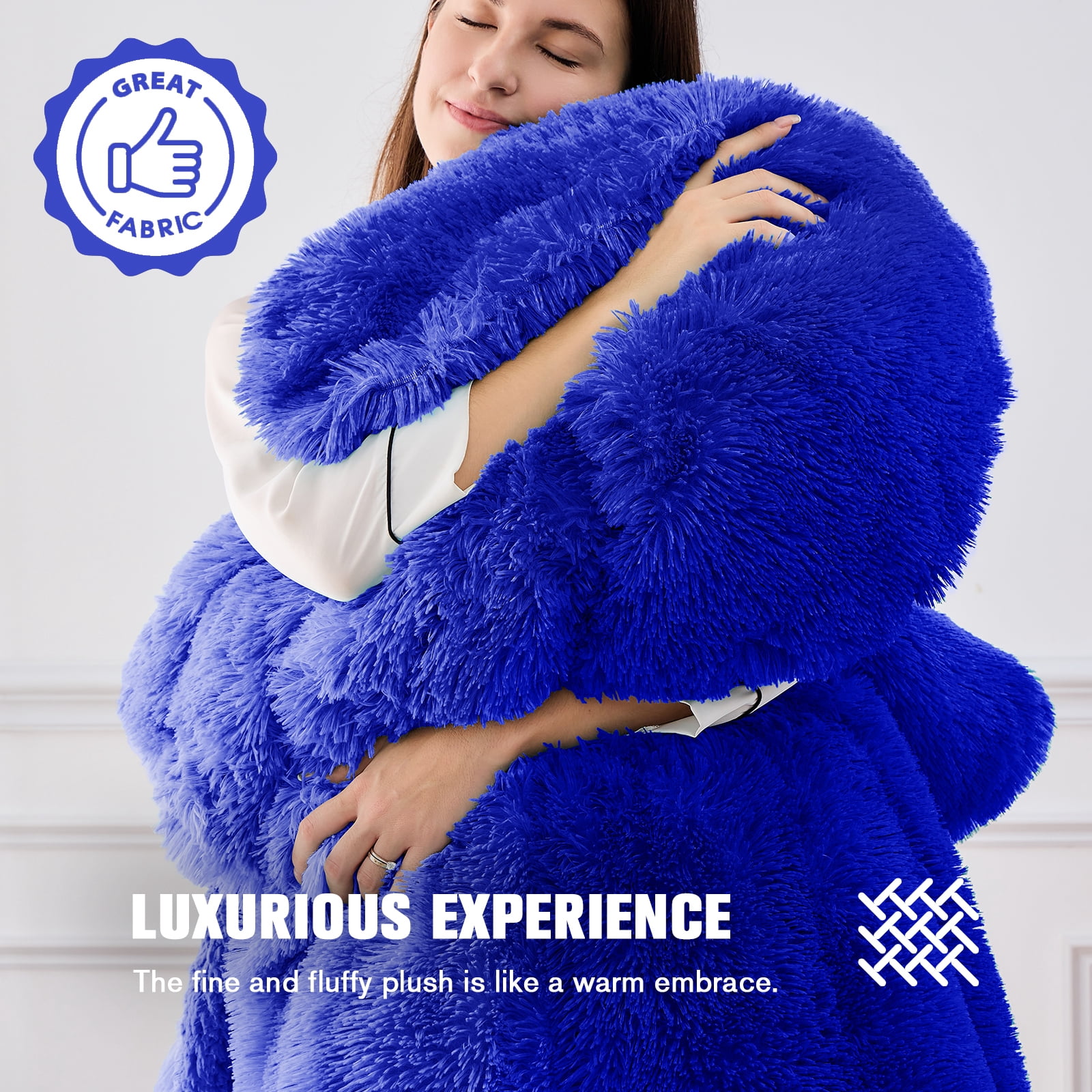PMONPA Heated Blanket for Adult, Soft Faux Fur & Sherpa Electric Blanket, Fast-Heating with 10 Heating Levels & 5 Options Auto off, 51"x 61", New Blue