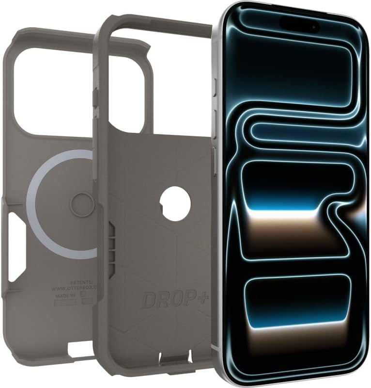 OtterBox iPhone 17 Pro (Only) Bundle: Commuter Series MagSafe Case & Screen Protector - Grey Comfort (Beige) - Built-in magnets - Thin & Protective - with Port Protection - Non-Retail Packaging