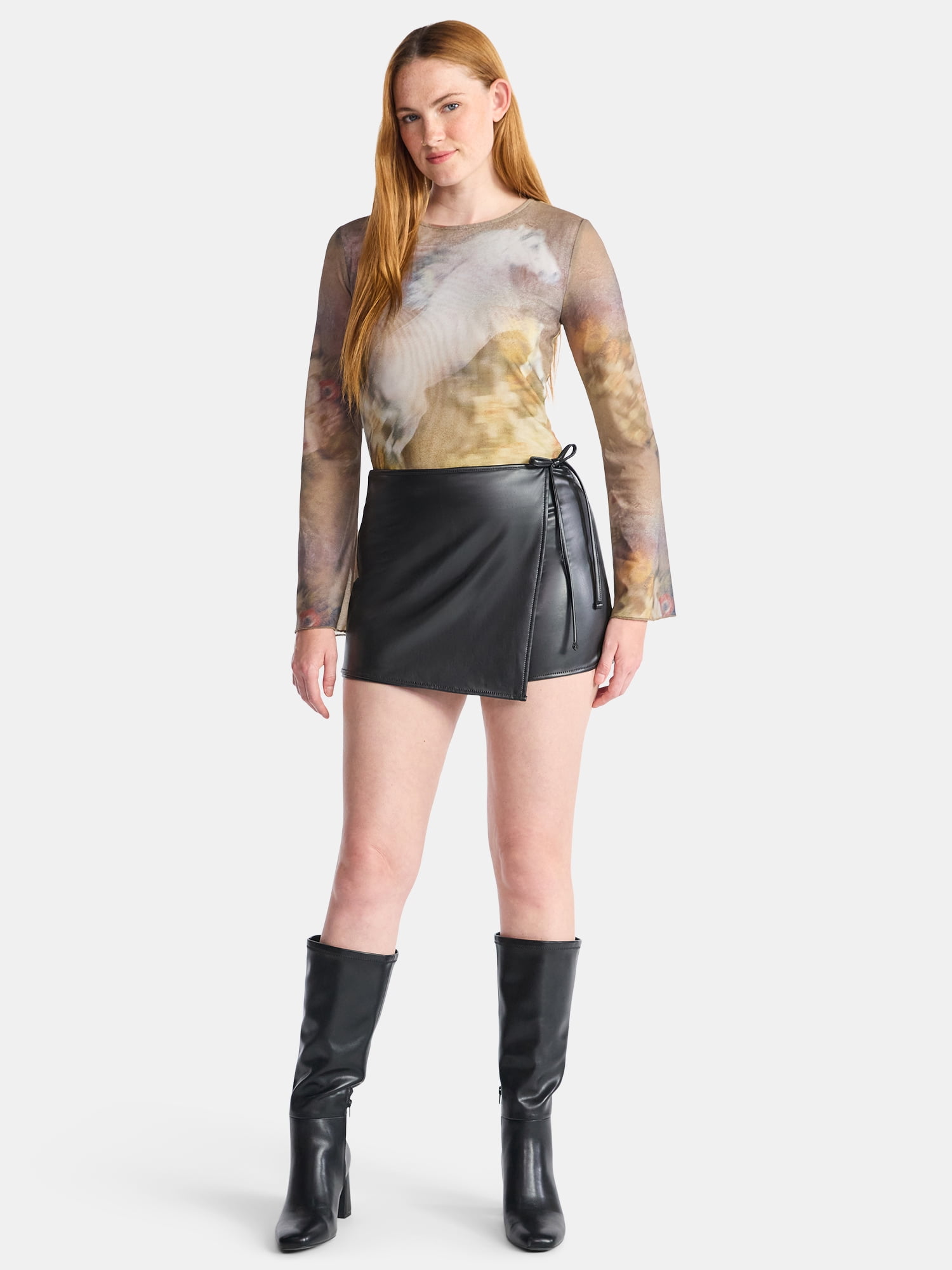 Madden NYC Women's Faux Leather Wrap Skort