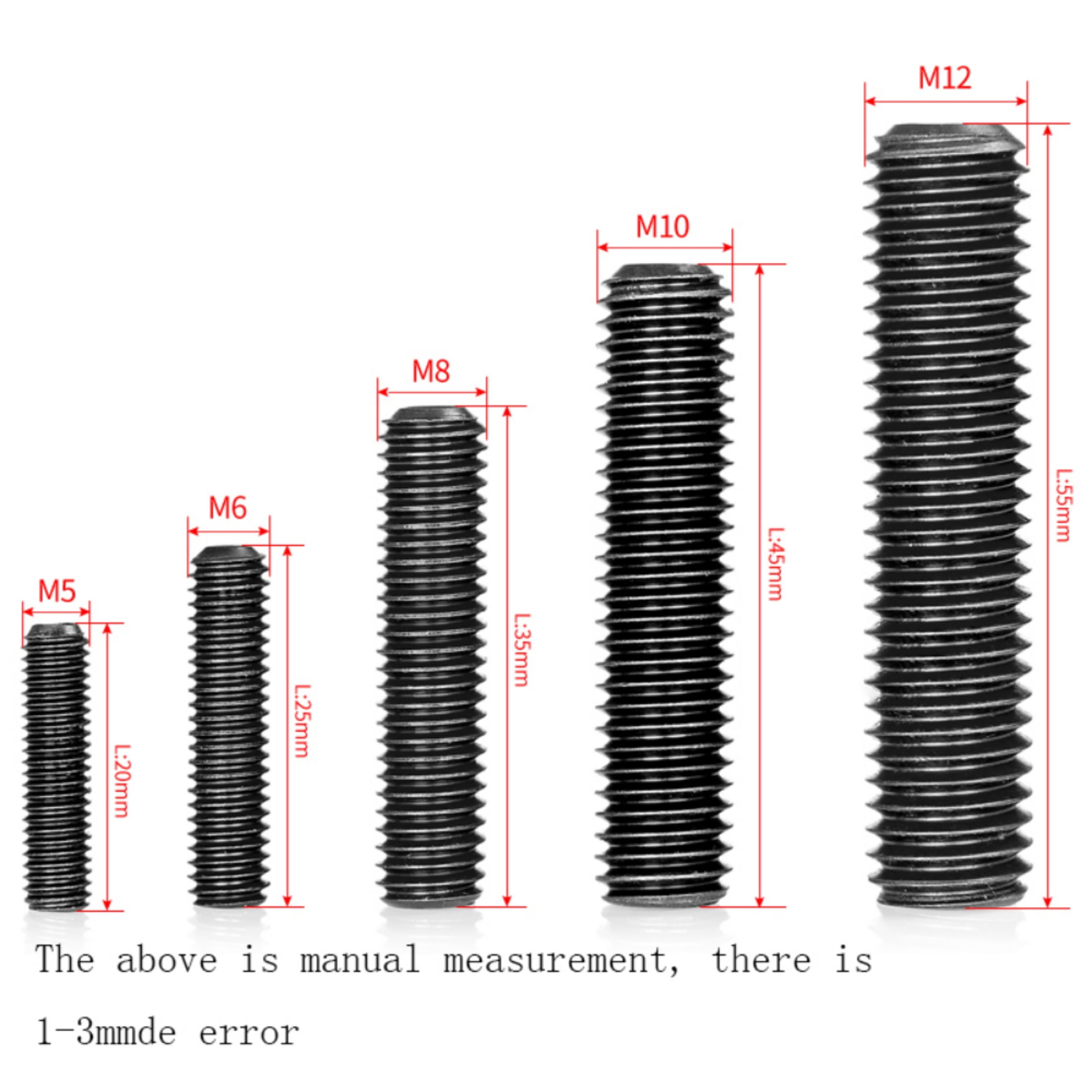(200 Pieces) Black Carbon Steel Concave End Headless Machine Tight Screws for Machining Fixtures M4x5mm.